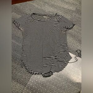 Women hollister must have collection black white stripe short sleeve shirt tie m